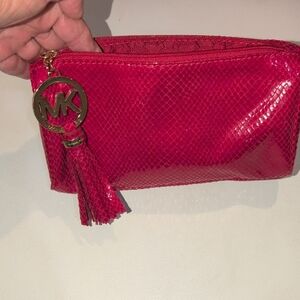 Michael Kors Red Cosmetic Bag with Glossy Finish